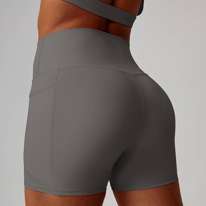 Sodalemon - Wholesale Athletic Shorts - Women's - Women High-Waist Quick-Dry Pocket Yoga Shorts7