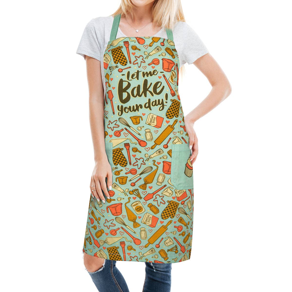 Lavley – wholesale Förkläde – Humorförkläde för bakning med texten "Let Me Bake Your Day" för vuxna3
