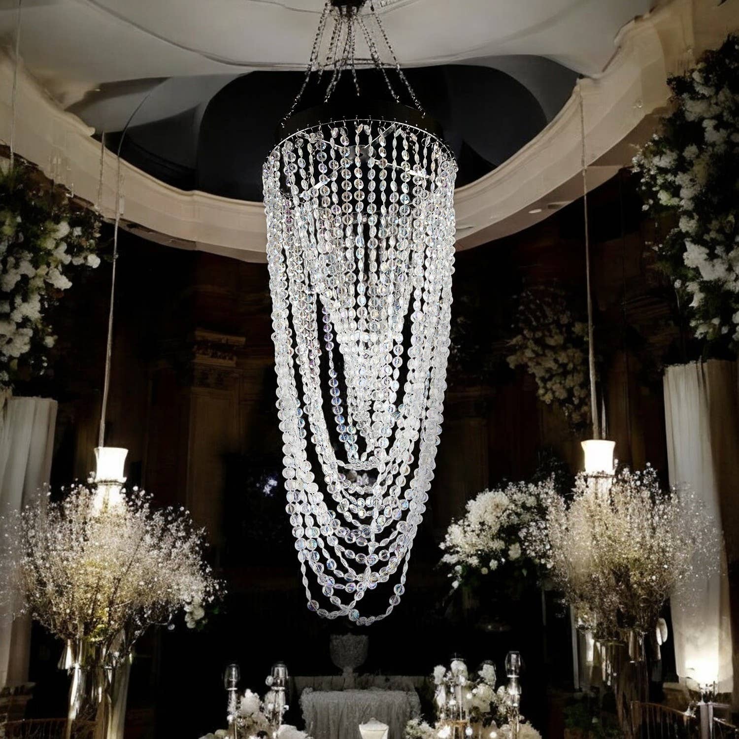Decor N Beyond - Wholesale Chandelier/Hanging Light - 30" Iridescent Acrylic Spiral Wedding Chandelier Centerpiece3