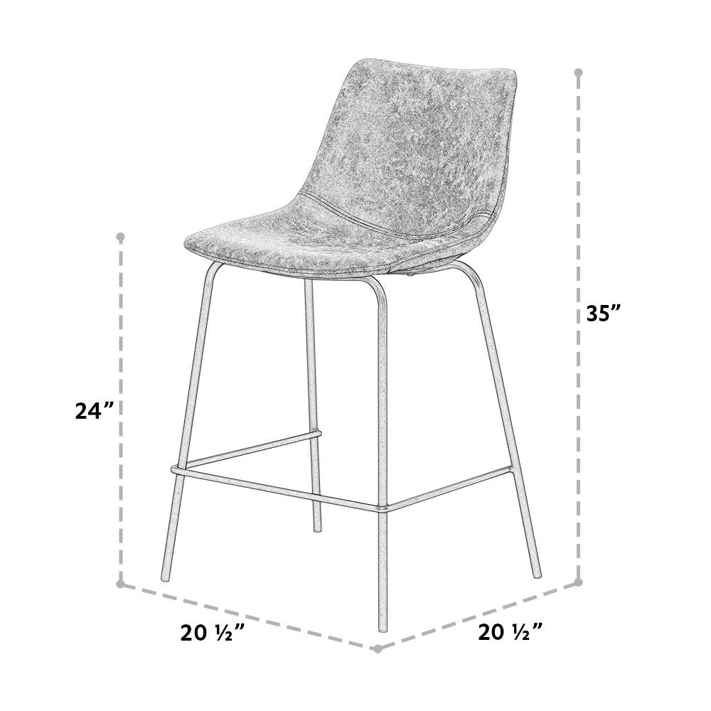 Abble - Wholesale Stool - 24in Faux Leather Upholstered Counter Stool (Set of 2)4