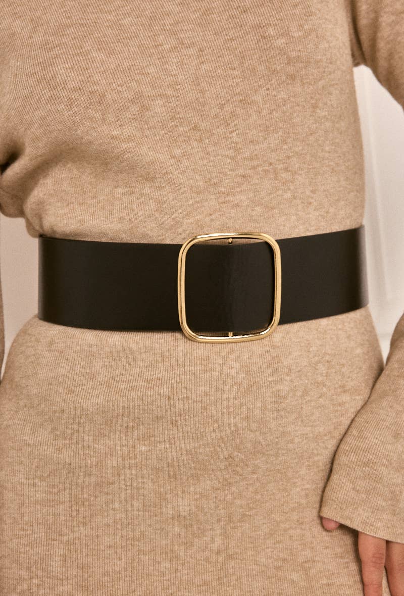 Black Wide faux leather belt CT31 for wholesale on Faire3