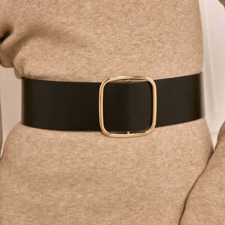 Black Wide faux leather belt CT31 for wholesale on Faire3