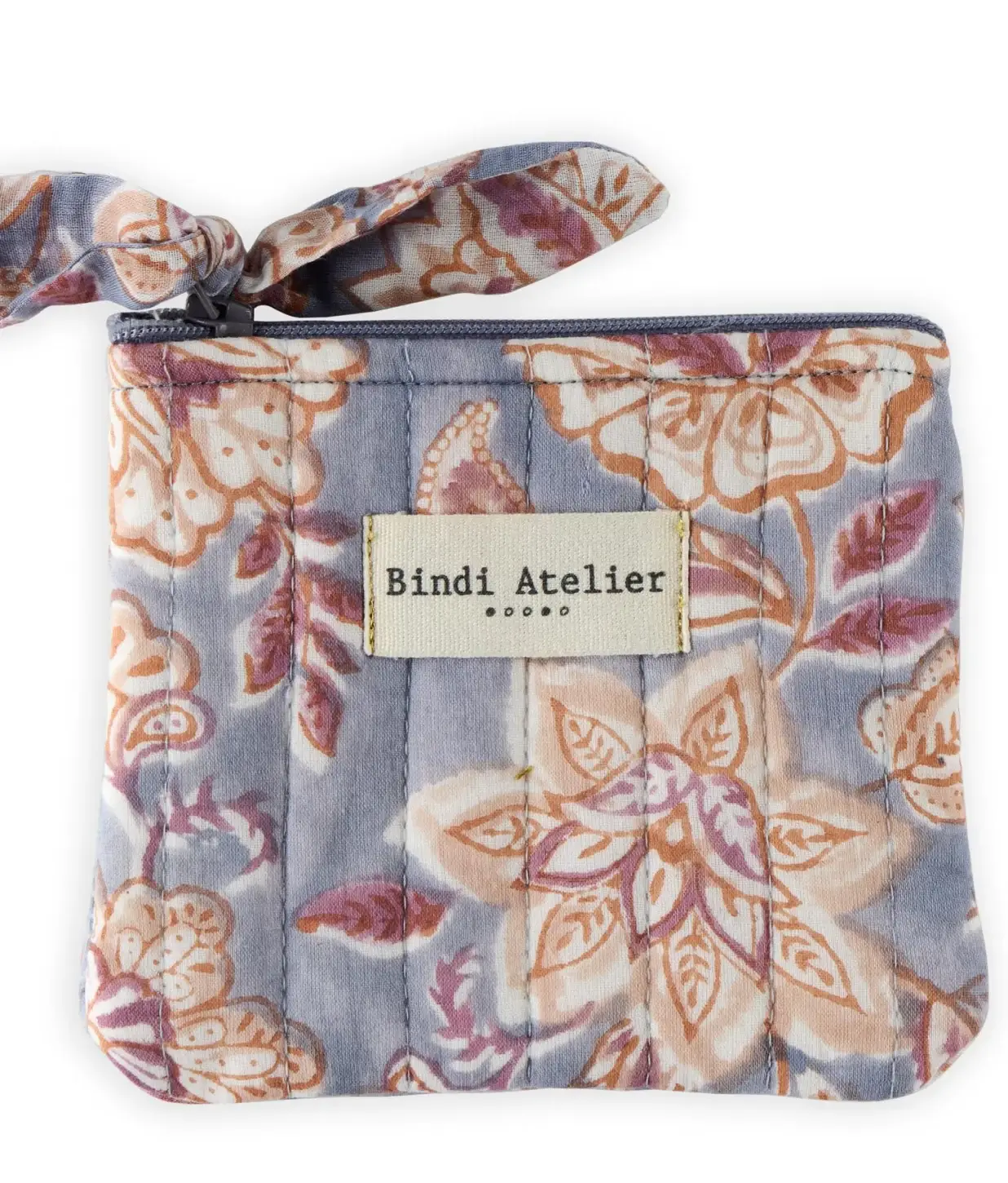 Bindi Atelier – wholesale Coin purse – Women’s – Quilted cotton wallet with block print - Matira Azul0