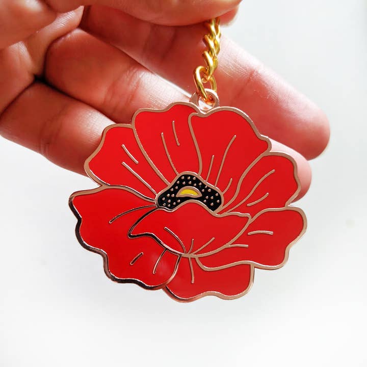 Arlo Goods - Wholesale Keychain - Women's - Red Poppy Enamel Keychain