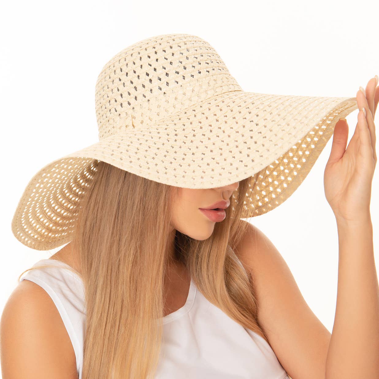 anbfashion – wholesale Stråhatt – Dam – KLIPP UT MONOKROM BAND BRED RAND DISKETT HALM SOLHATT12