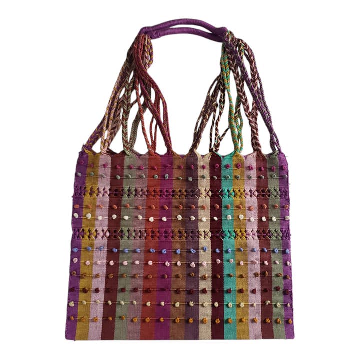 The Little Pueblo - Wholesale Tote Bag - Unisex - Mini Mexican Striped Hammock Bag Woven Tote from Oaxaca
