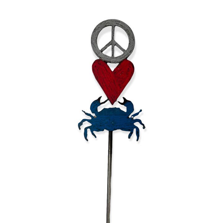Whimsies - Wholesale Garden/Lawn Stake - Crab plant stake peace sign garden nautical heart lawn USA