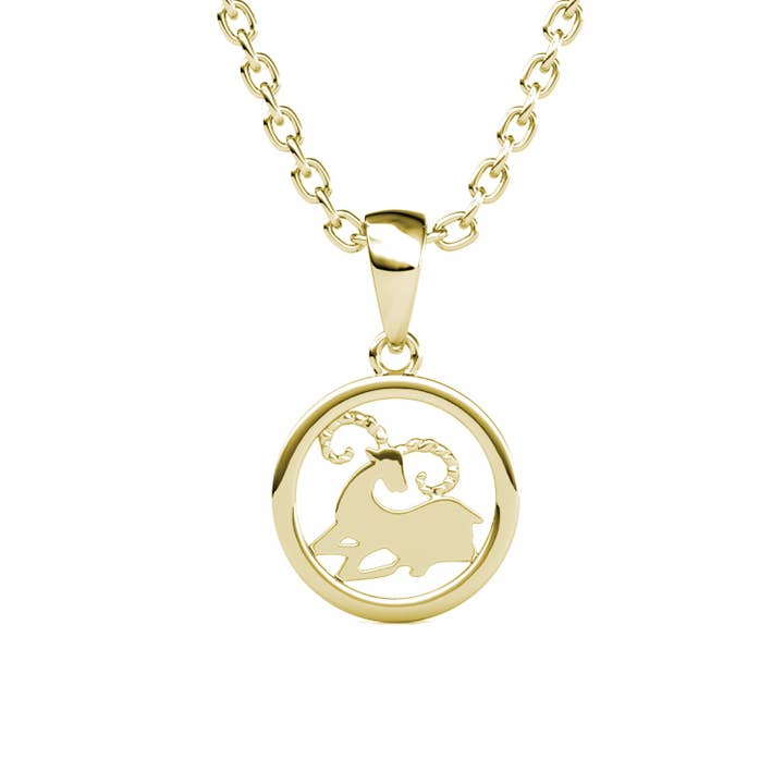 CARALI / MYC Paris - Wholesale Pendant/Charm Necklace - Aries Zodiac Pendant - Gold and Crystal