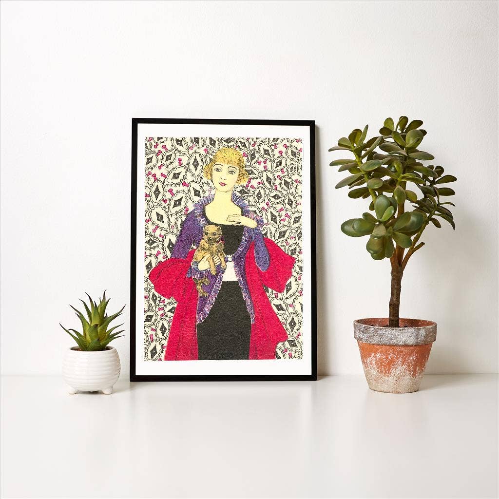 Found Image Press - Wholesale Art Print - Art Print DG-174 Fashionable Woman with Toy Dog 1