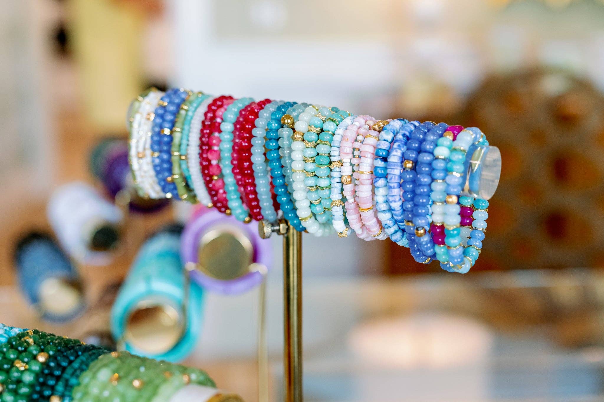 Baubles by Becca - Wholesale Beaded Bracelet - Cobalt Blue Gemstone Bracelet with Gold Accents3