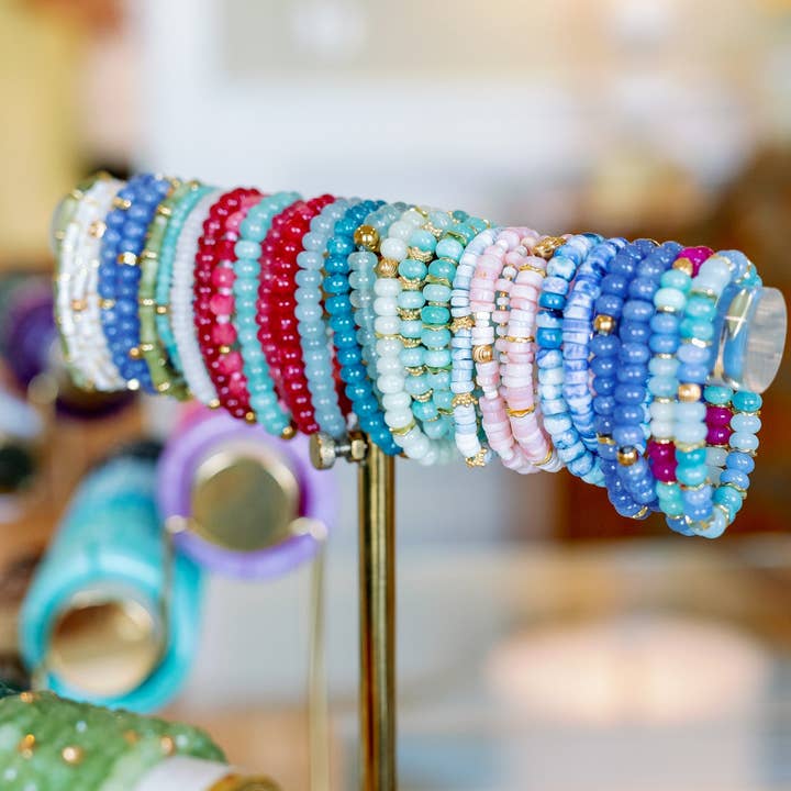 Baubles by Becca - Wholesale Beaded Bracelet - Cobalt Blue Gemstone Bracelet with Gold Accents3