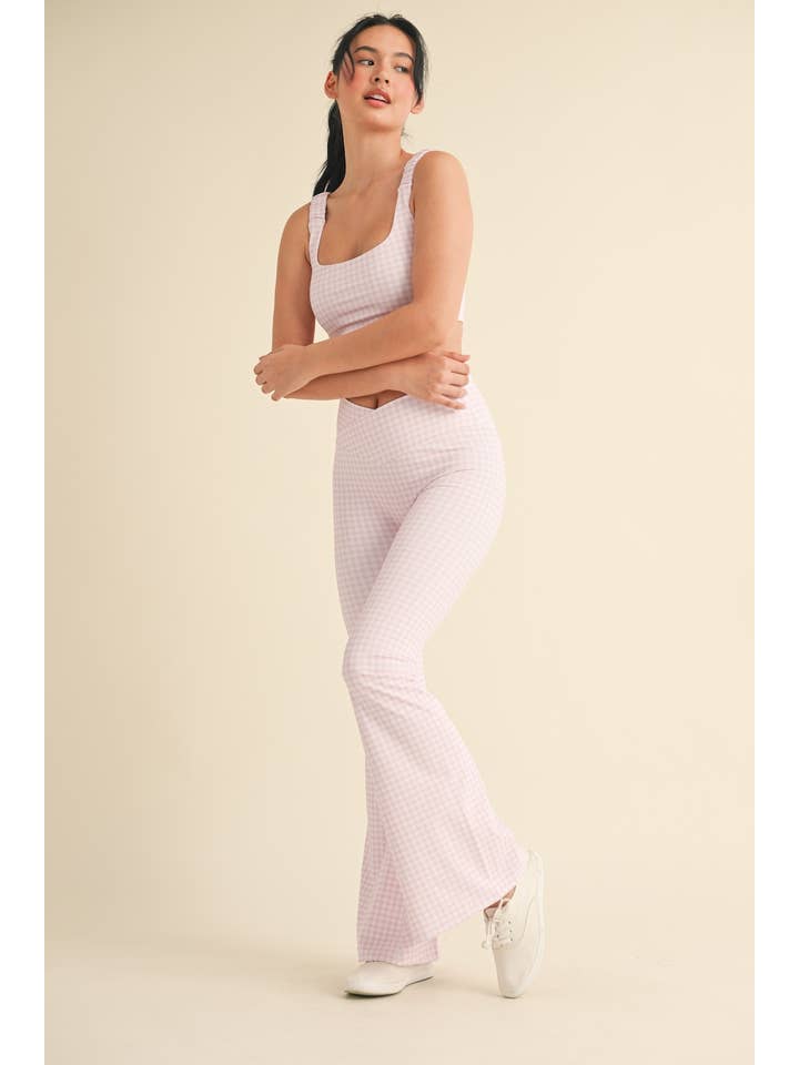 KIMBERLY C – Engroshandel Sports-/loungeleggings – til kvinder – Gingham Print Højtaljede Crossover Flare Leggings38