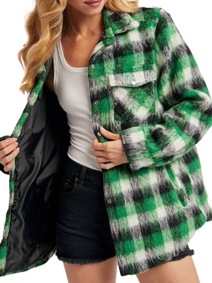 Chaqueta a cuadros de franela cepillada para venta al por mayor de Vanilla Monkey