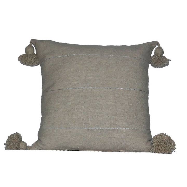 High crafty – wholesale Throw pillow cover – 🧵 Pompom Pillow – Handwoven Cotton Cushion Cover (50x50 cm)