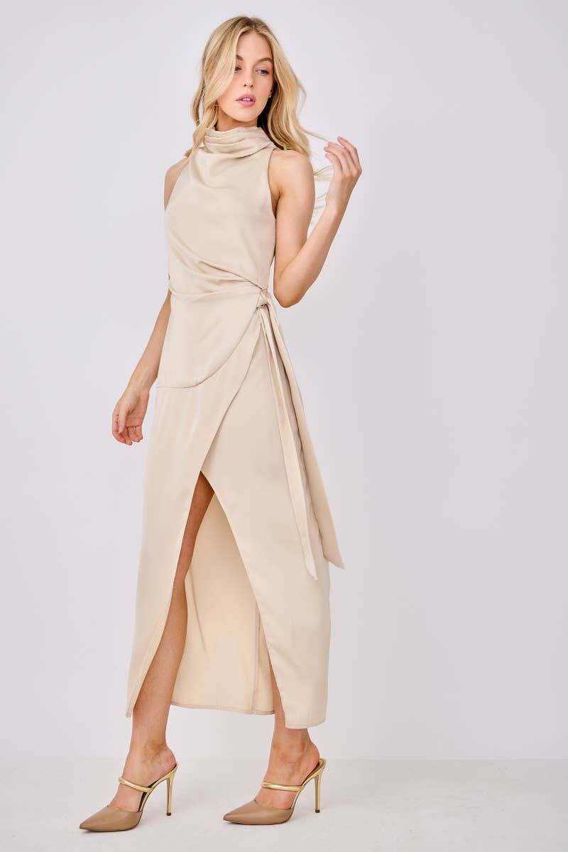 Peace Love Line – wholesale Klänning - Dam – PM1015 - SOLID VÄVD MIDIKLÄNNING MED SLITS7