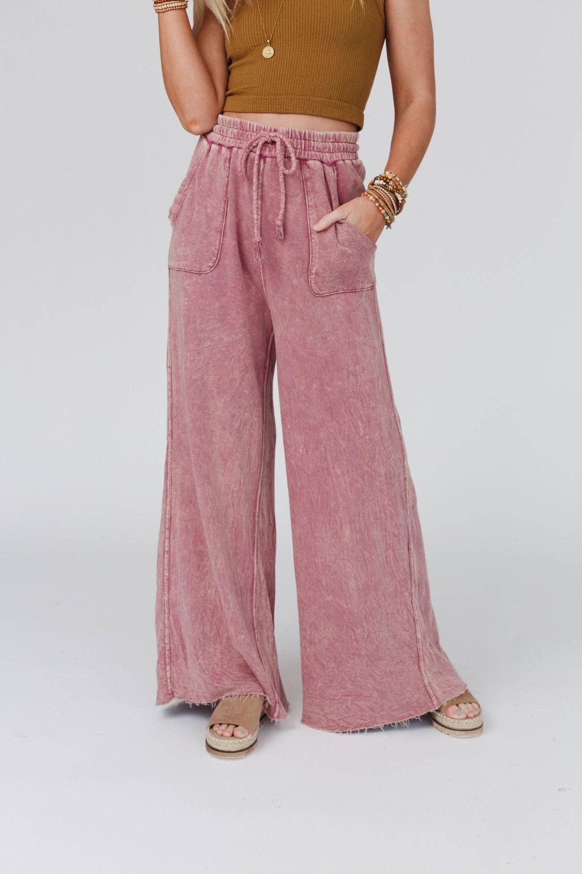 Three Bird Nest - Vente Pantalon – femme - Pantalon à jambes larges Relaxing Robin - New Mauve6
