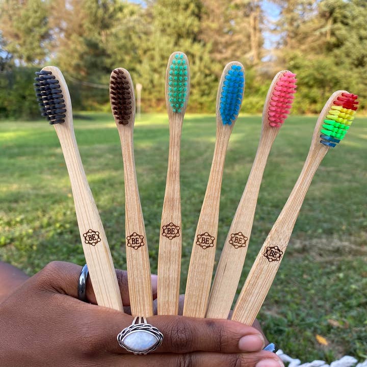 Positive Affirmation Bamboo Toothbrush: Readable in Mirror for wholesale by Bare Elements