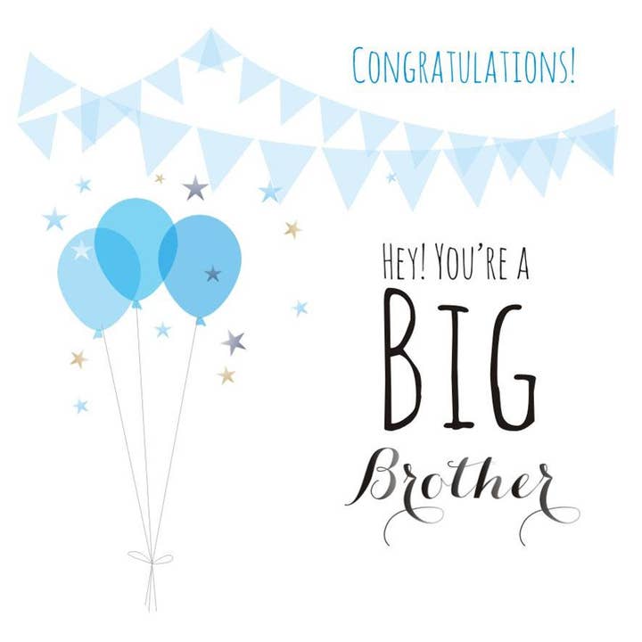Claire Giles Ltd - Wholesale Baby Card - Baby Card, Blue Balloons, Congratulations! Big Brother1