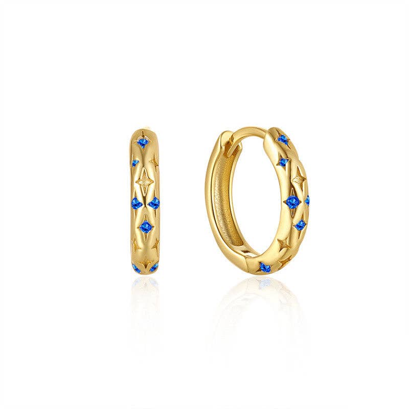 Perimade & Co. LLC - Wholesale Huggie Earrings - Dainty Gold Star Huggie Hoop Earrings in 925 Sterling Silver2