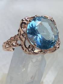 Aquamarijn Ring Rosé Verguld Sterling Zilver Sim #D103 voor wholesale door Silver Embrace Jewelry