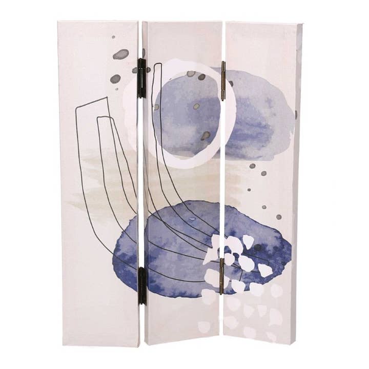 Biombo Estampado Círculos Blanco Azul 3 Paneles 120.6x2.5x180 CM para venta al por mayor de Vacchetti