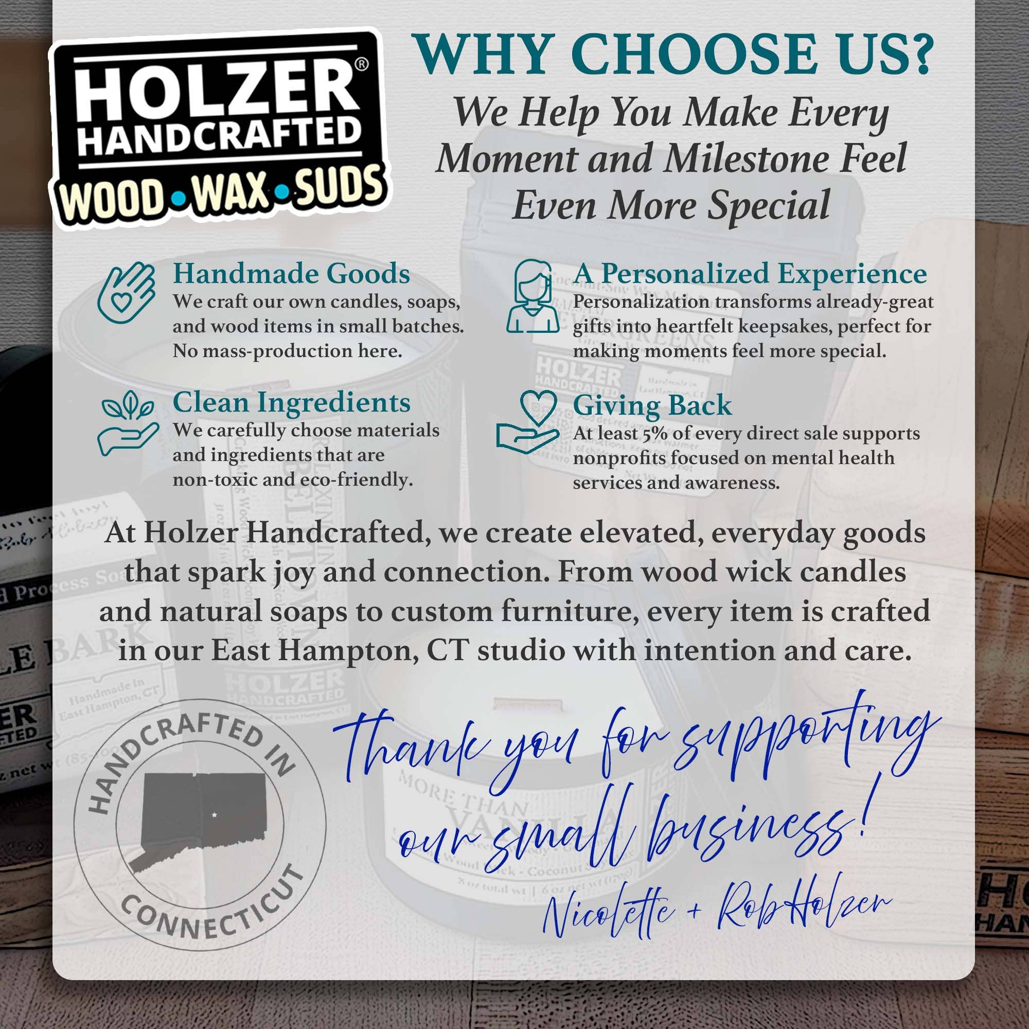 Holzer Handcrafted ® - Wholesale Jar/Filled Candle - Custom Label | Wood Wick Candle | Coconut Soy Wax | 8 oz Modern Tin with Lid | Customized Label | Private Label | Co-branded | Hand-poured7