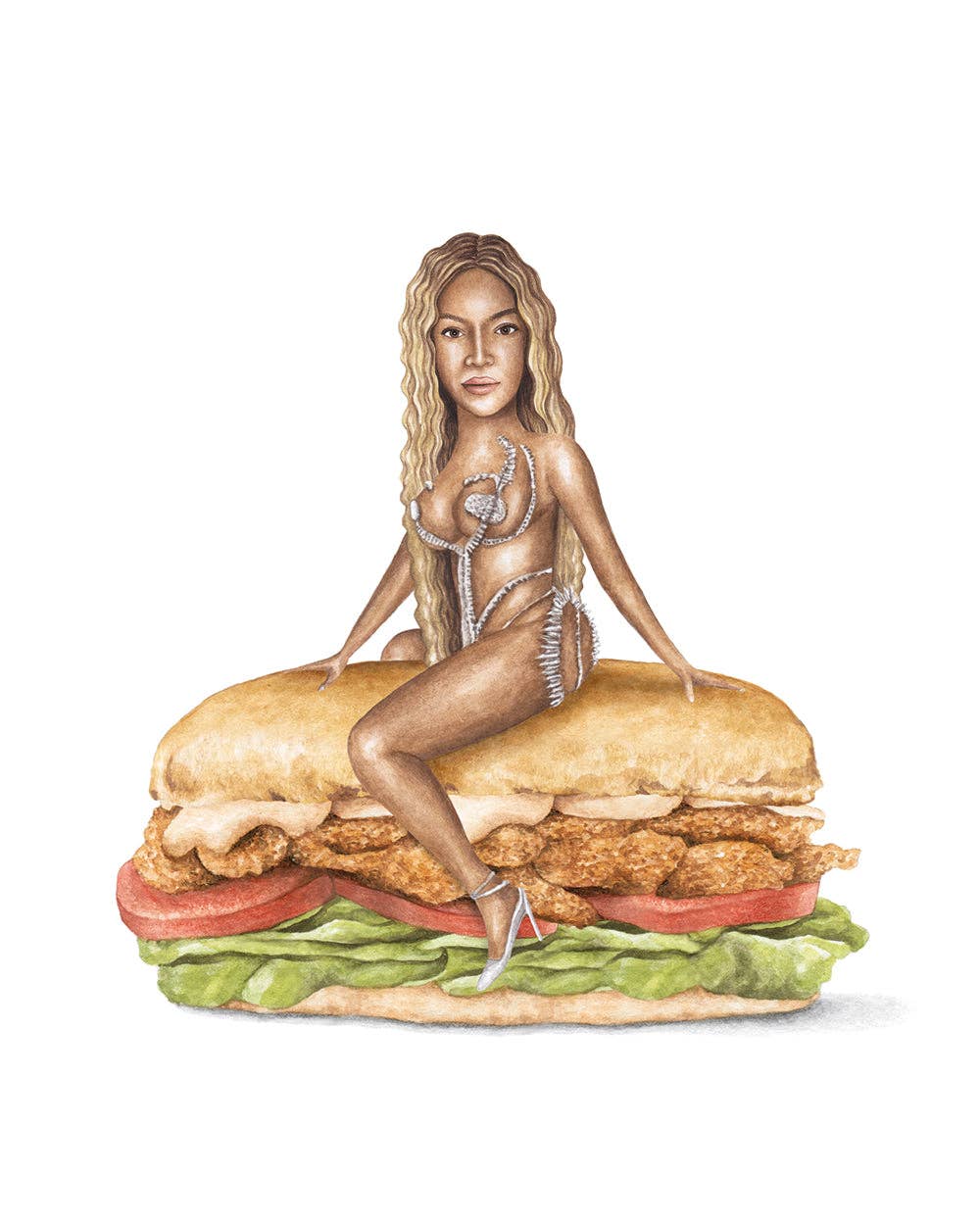 Celebs on Sandwiches - Wholesale Art Print - Beyonce - Renaissance - Watercolor Print0