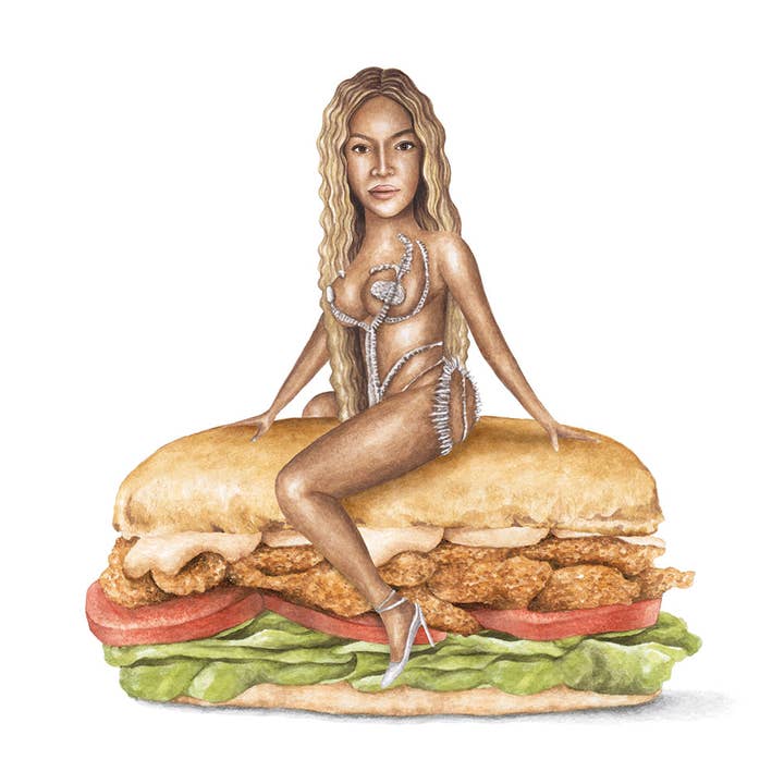 Celebs on Sandwiches - Wholesale Art Print - Beyonce - Renaissance - Watercolor Print0