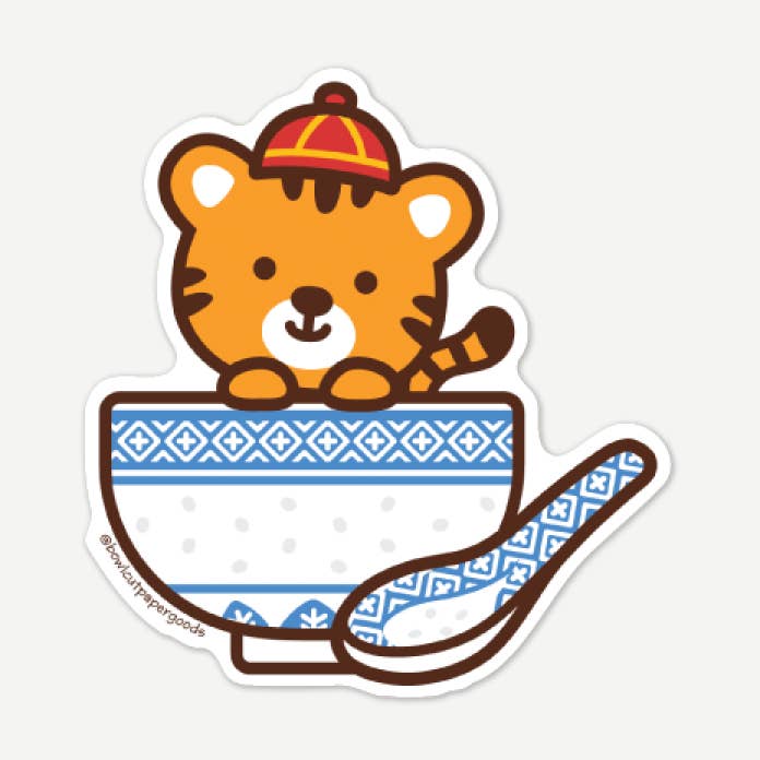 Pegatina Tiger in a Bowl — Ling Long para venta al por mayor de Bowl Cut Paper Goods