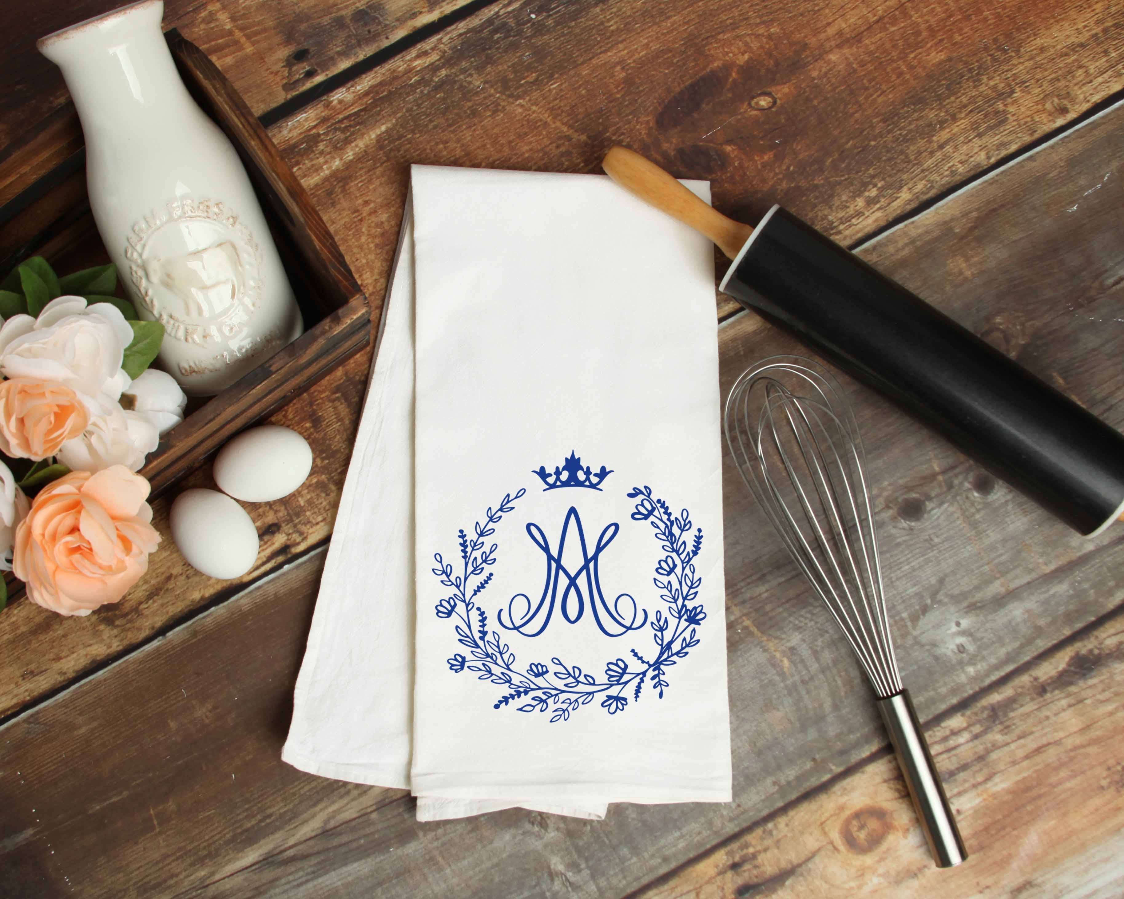 Firefly Wishes - Wholesale Tea Towel - Auspice Maria Catholic Kitchen Towel - Virgin Mary Monogram2