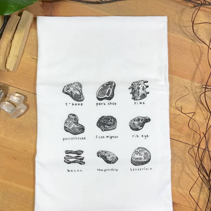 Tangled Up In Hue - Wholesale Tea towel - Screen Printed Dish Towel - Meat Lover1