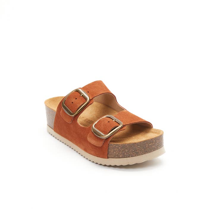 Mandél - Wholesale Sandals - Women's - ZOE two-strap brown leather sandals - Art.MD01221