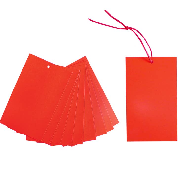 Pack 50 Gift Tags with Ties - RED for wholesale by Candi Gifts