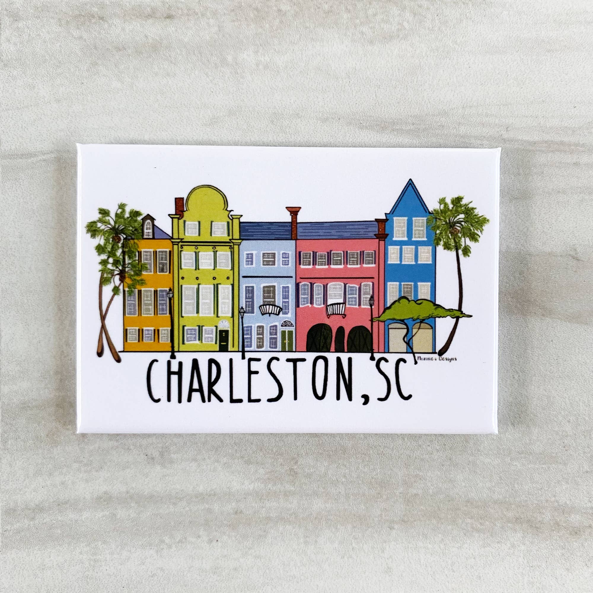 Nanner Designs - Wholesale Magnet - Charleston, South Carolina Rainbow Row Magnet