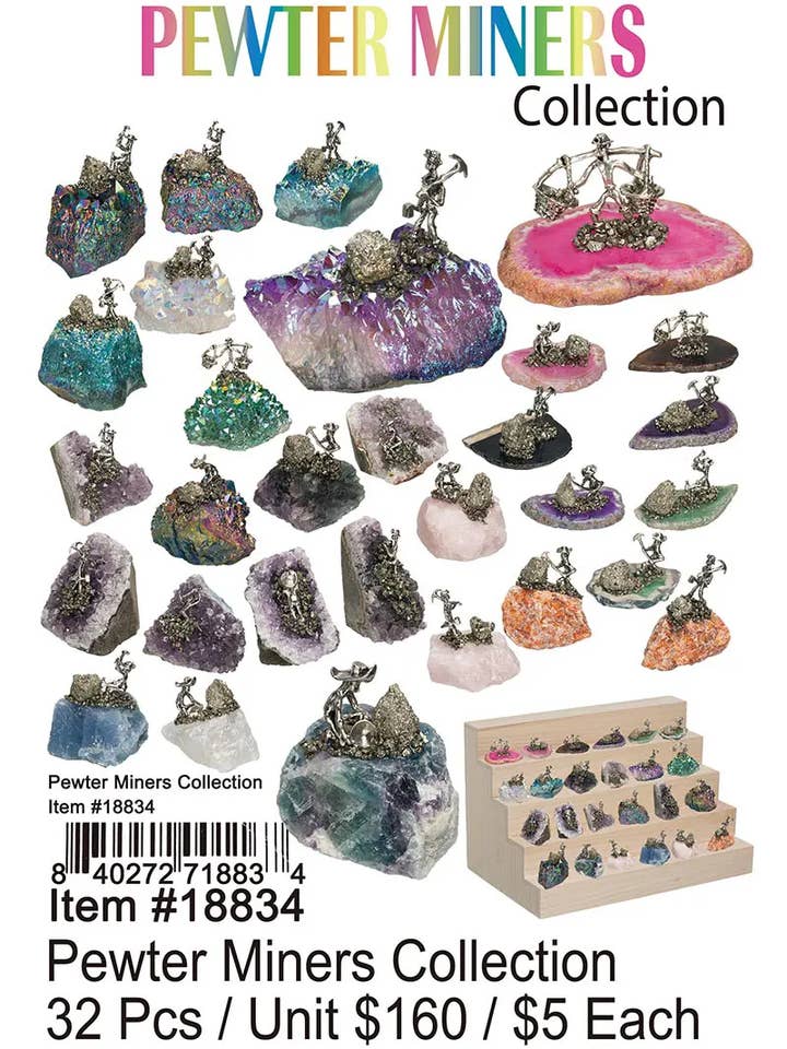 Pewter Miners Collectie 32 stuks. voor wholesale door Puka Creations