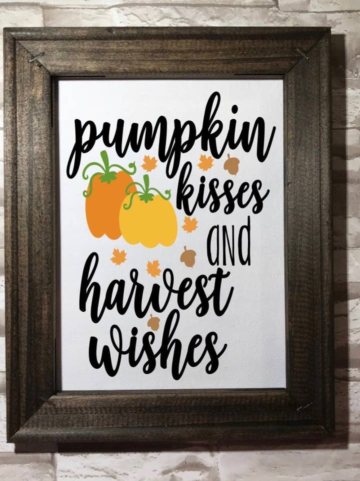 Beijos de abóbora e desejos de colheita queda emoldurada por atacado de Works of Panglossian
