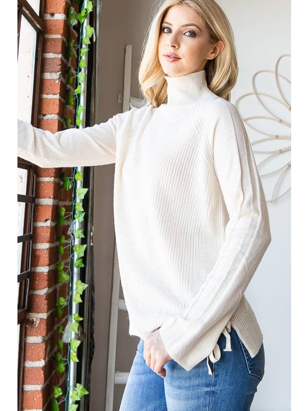 HEIMISH - Vendita all'ingrosso Top in maglia - Donna - LP137 COLLO ALTO MANICA LUNGA CON DETTAGLIO FIOCCO3