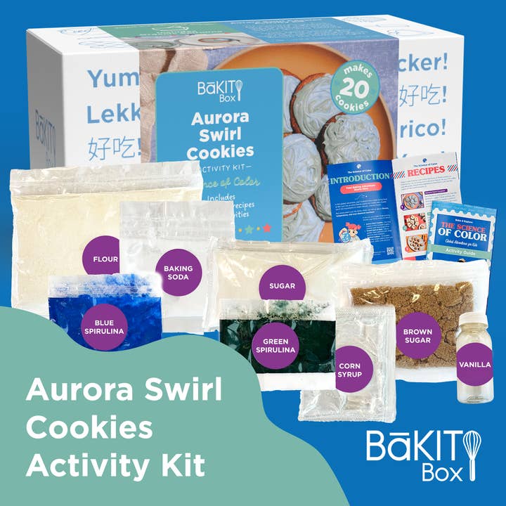 Aurora Swirl Cookies: Science of Color Activity Kit for wholesale by BaKIT Box