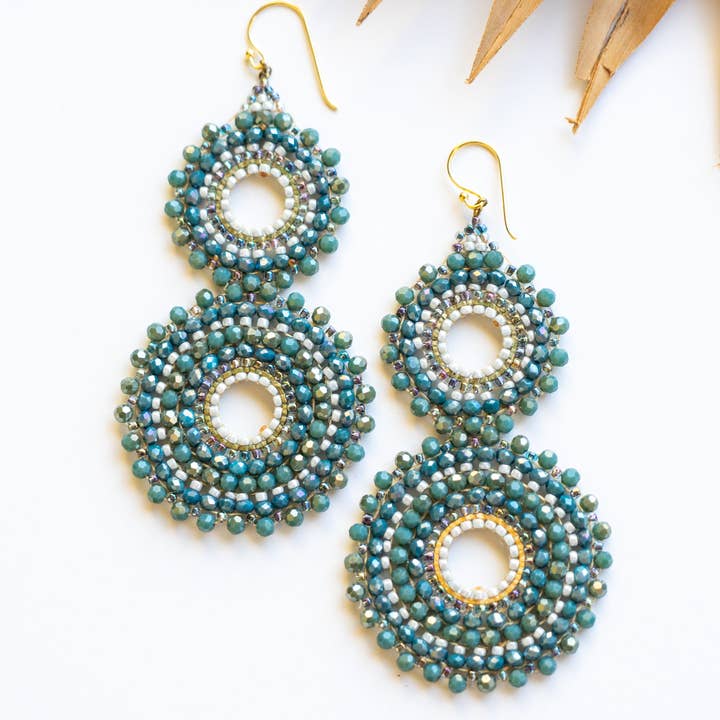 Bali Queen - Wholesale Dangle Earrings - Thai Crystal Double Circle Earrings6