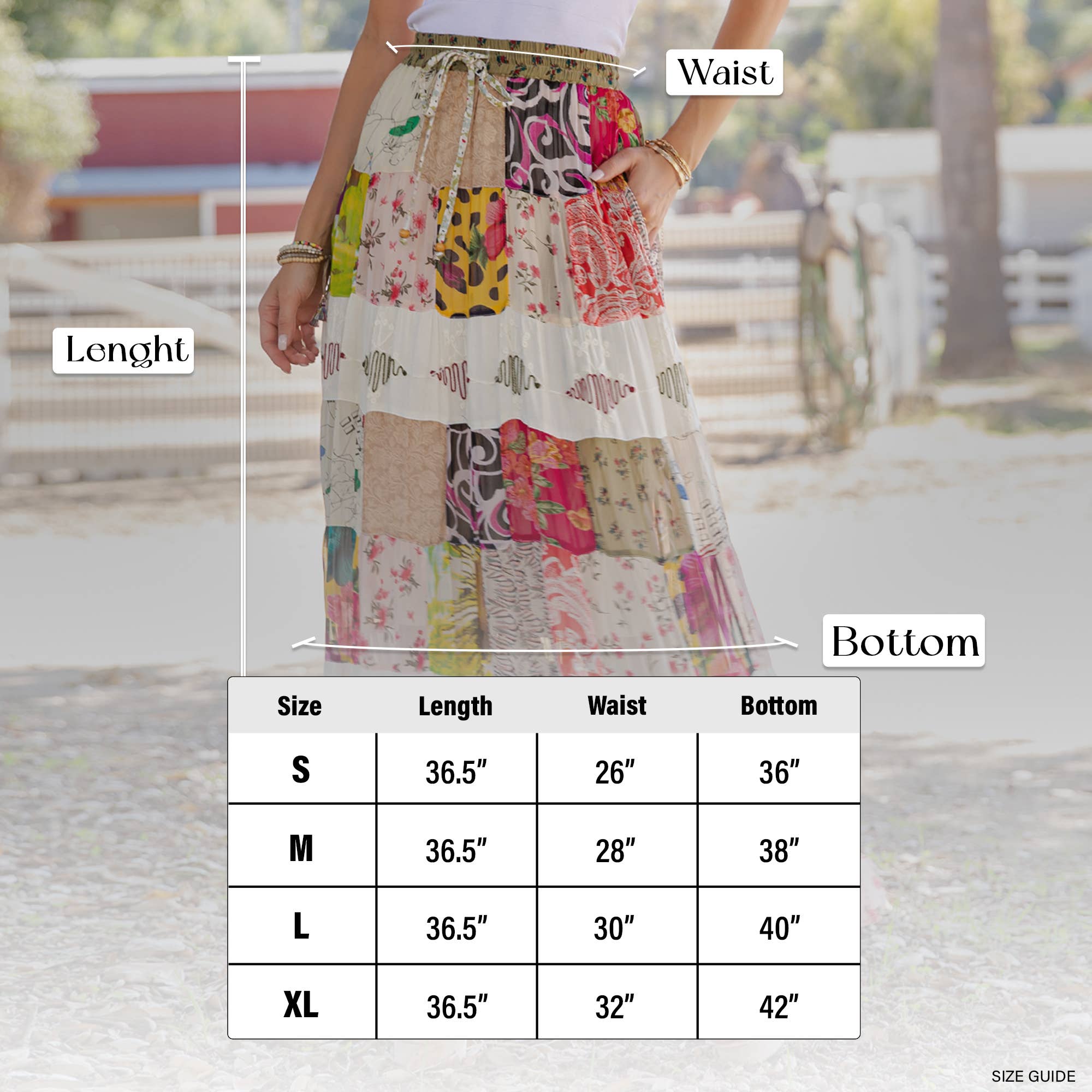 Young Threads - Wholesale Skirt - Women's - Artisan Boho Mixed Print Tiered Patchwork Maxi Skirt (NEW)9
