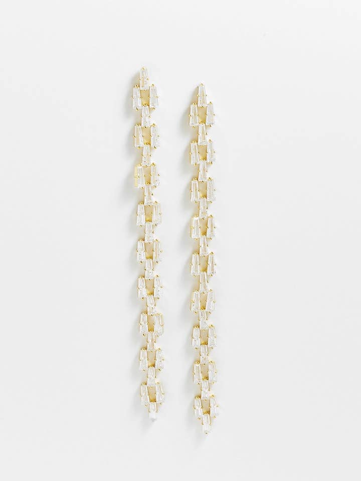 Bridget Baguette Long Dangle Earring for wholesale by Kosa Jewels