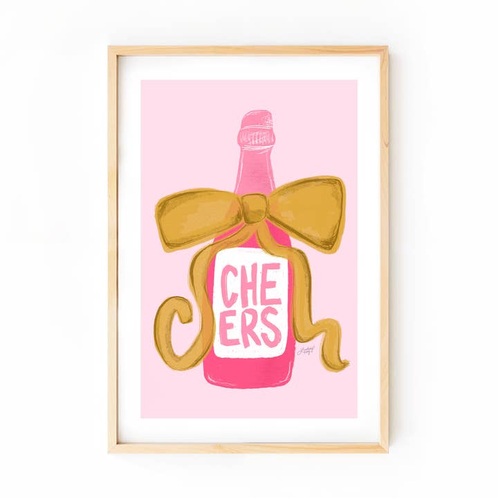 Cheers Ribbon Champagneflaske - Kunsttryk for engroshandel hos Lindsey Kay Collective