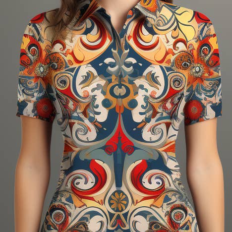 Chemise décontractée pour femmes à motif Rosemaling pour la vente par NeoShores