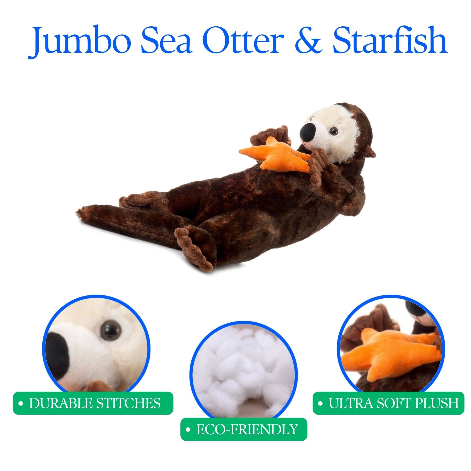 The Petting Zoo - Vendita all'ingrosso Peluche - Bambini e neonati - Lontra di peluche ecologica Jumbo con stella marina – 32"5