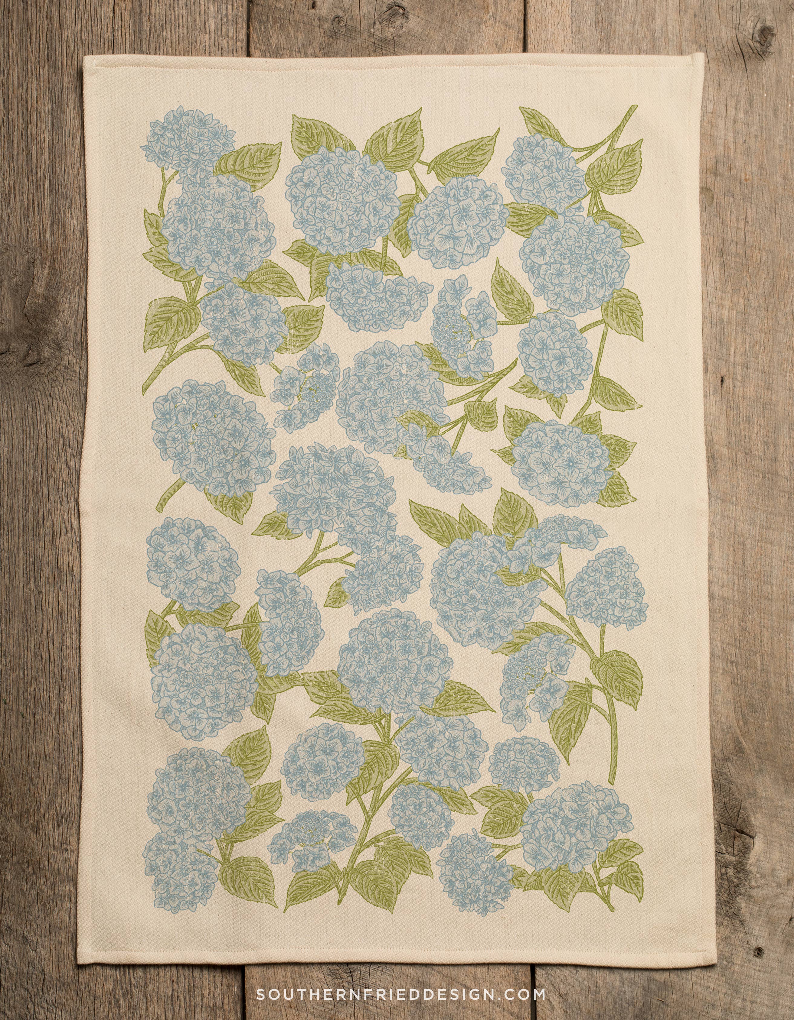 SOUTHERN FRIED DESIGN BARN - Wholesale Tea Towel - Hydrangea Pattern - Kitchen Towel1