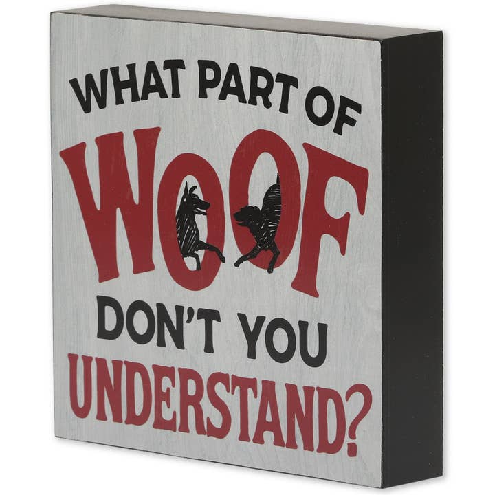 Woof Deep Wood Sign for wholesale by Open Road Brands, LLC