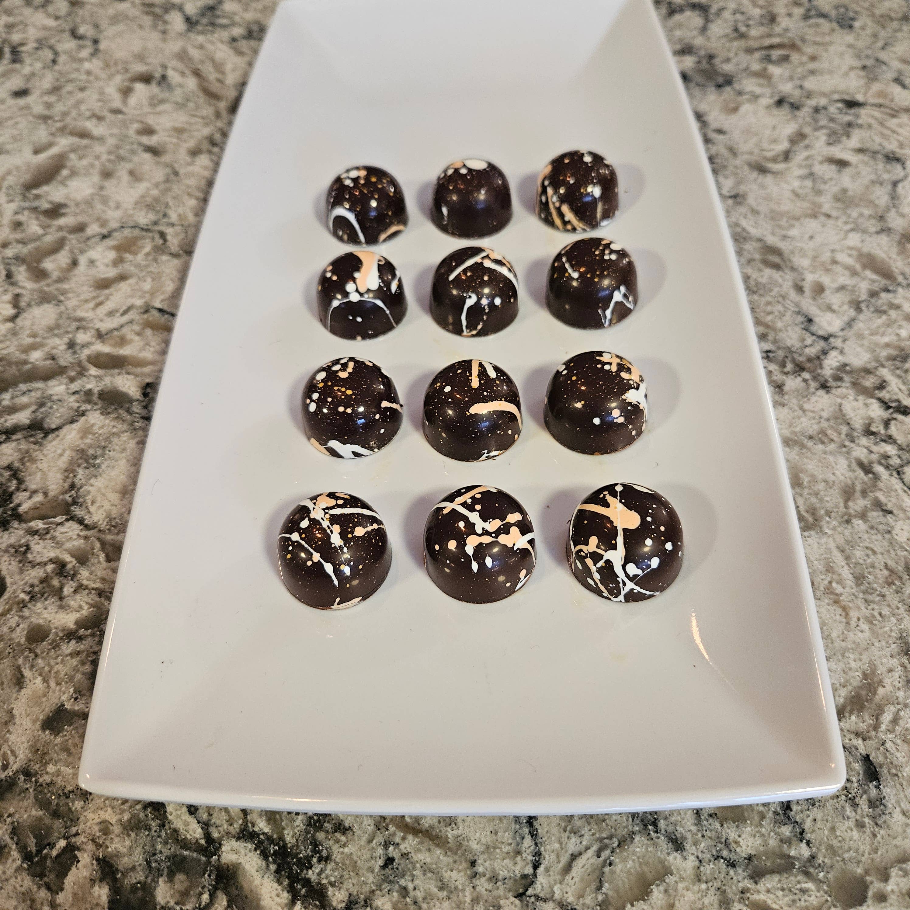 J. Patrice Chocolate Studio - Wholesale Chocolate - Biscotti BonBon Dark Chocolate - Bulk BonBons 12 piece Tray 4