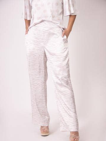 Martha Sevcik – Calças - Mulher por atacado – Calça de seda - Zebra branca0