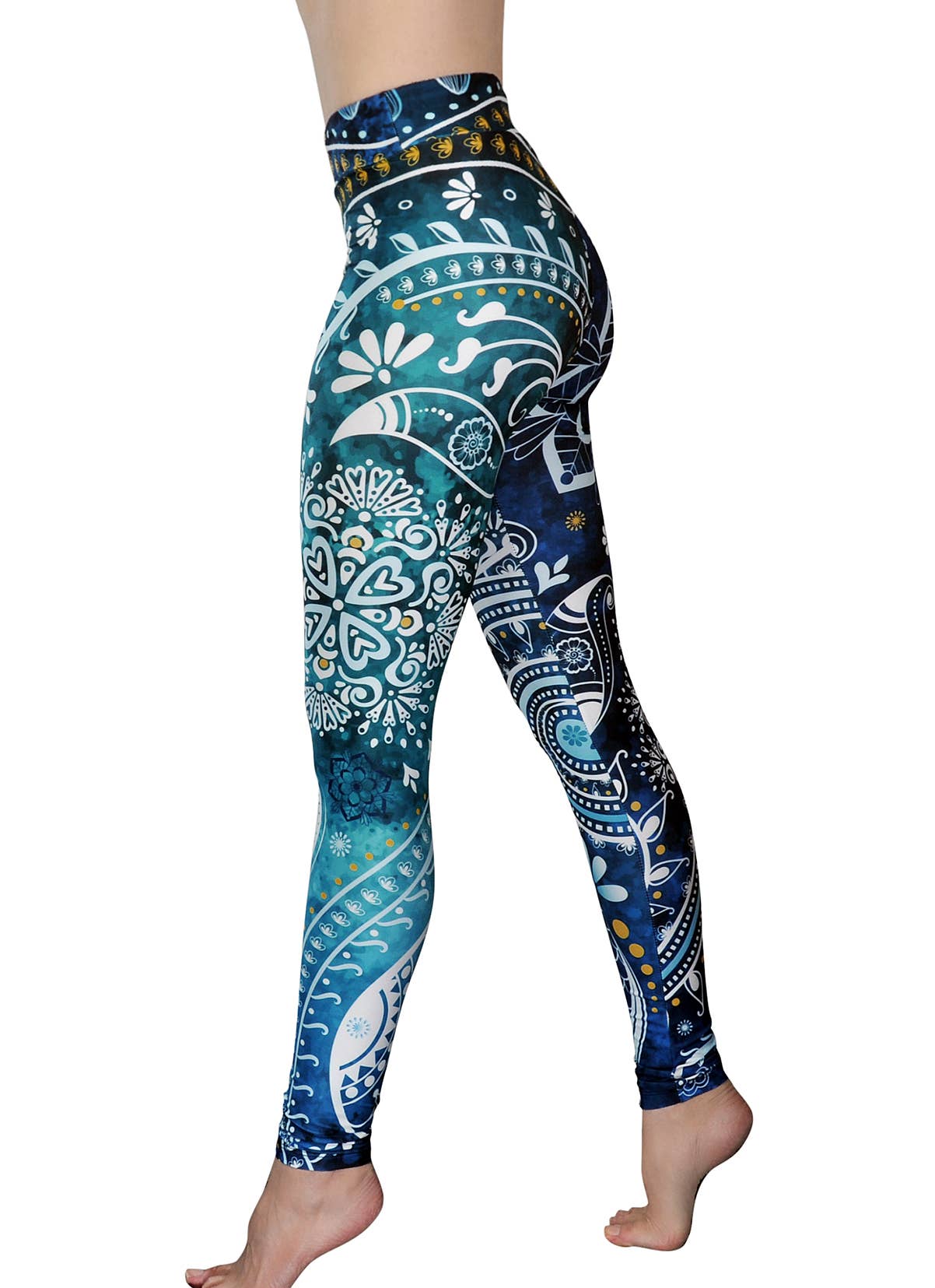 Comfy Yoga - Wholesale Athletic/Lounge Leggings - Women's - "Aquamarine" - Lightweight Printed Yoga Leggings for Women