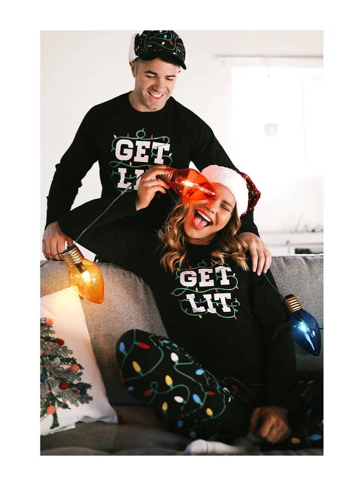 Tipsy Elves - Wholesale Sleepwear Set - Men's - Get Lit Men's Matching Family Christmas Pajama Set